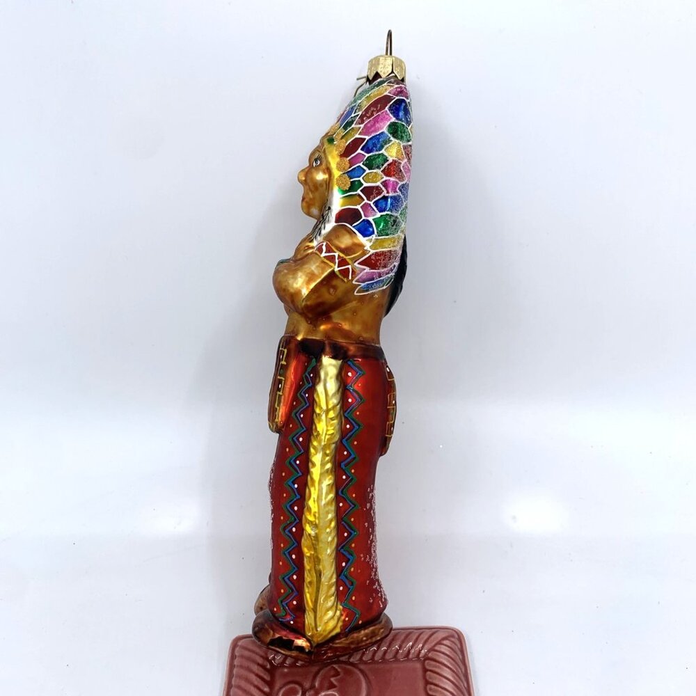Christopher Radko "Me Big Chief" Glass Ornament 97 316 0 Indian 8" Tall Vintage - Picture 5 of 14